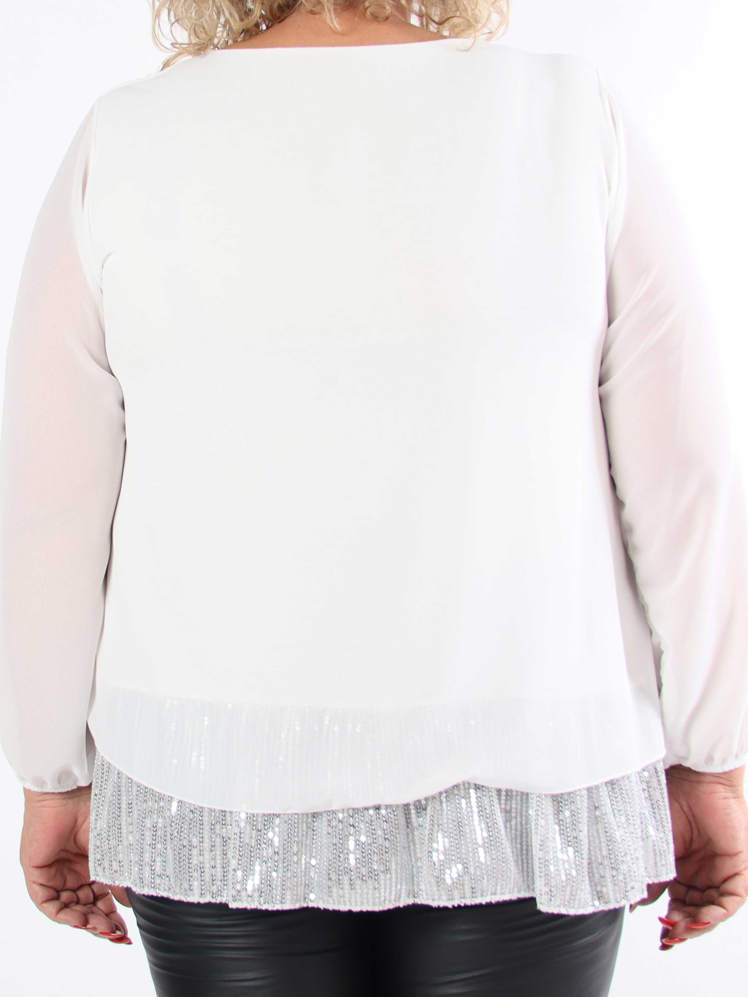 Luby - Plus size-tunika i chiffong med paljettfåll